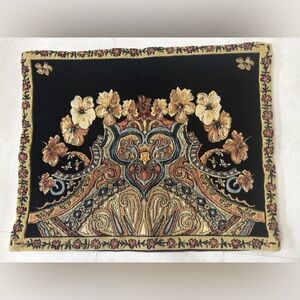 Soft Surroundings Black and Gold Floral Paisley Tapestry Pillow Sham Ariya